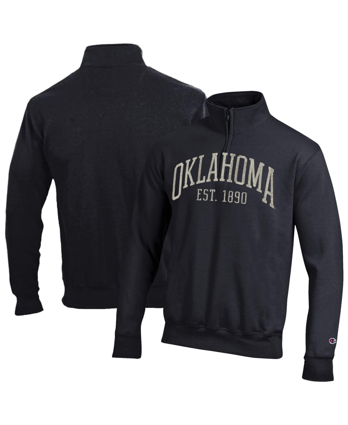 Champion Men's Black Oklahoma Sooners Power blend Quarter-Zip Pullover - Black