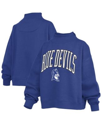 Women's Royal Duke Blue Devils Oversized Slogan Fleece Mock Neck Sweatshirt