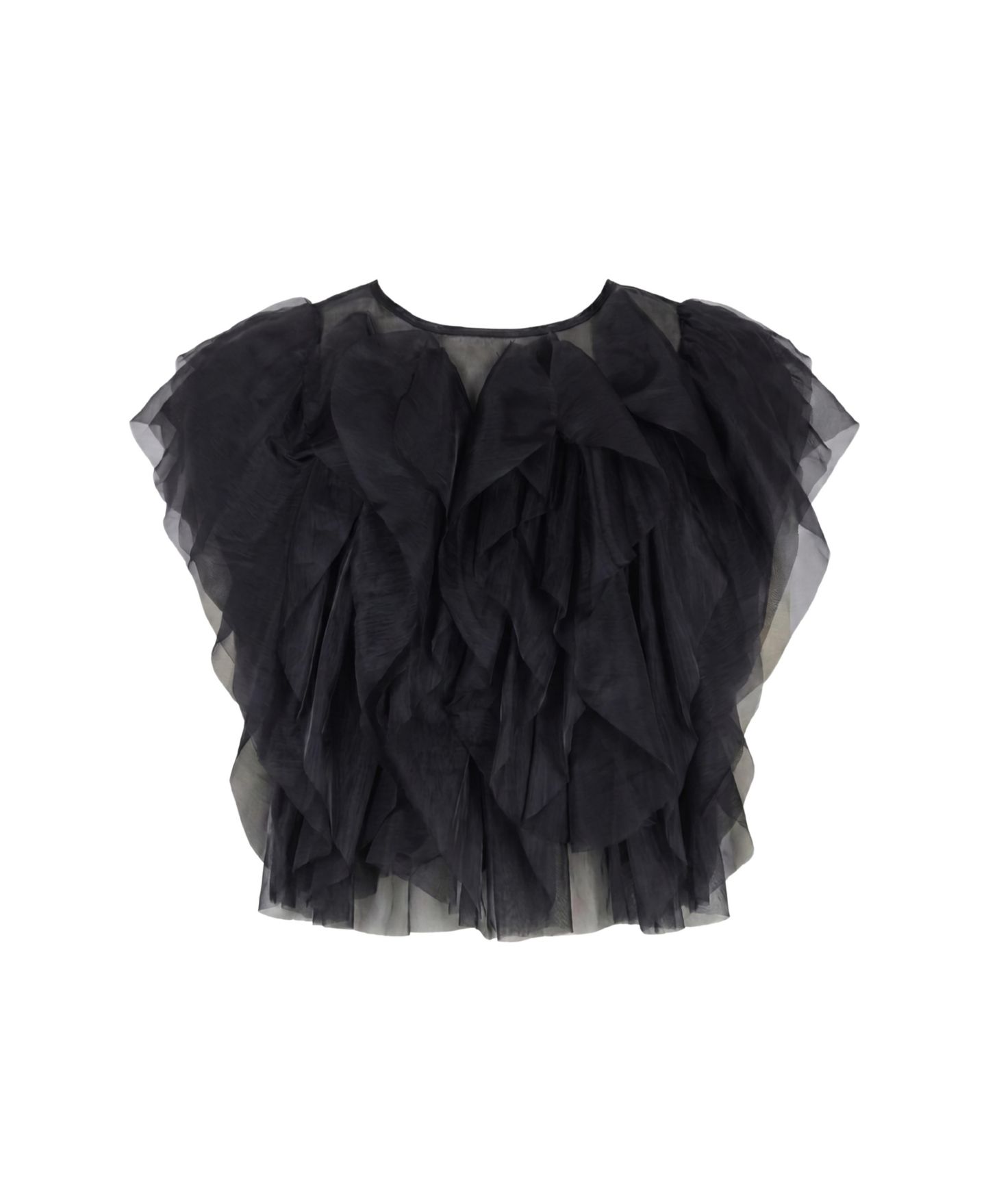 Женская блузка Modenaire Sleeveless Sheer Ruffled Tulle, цвет: Чёрный — фото 4