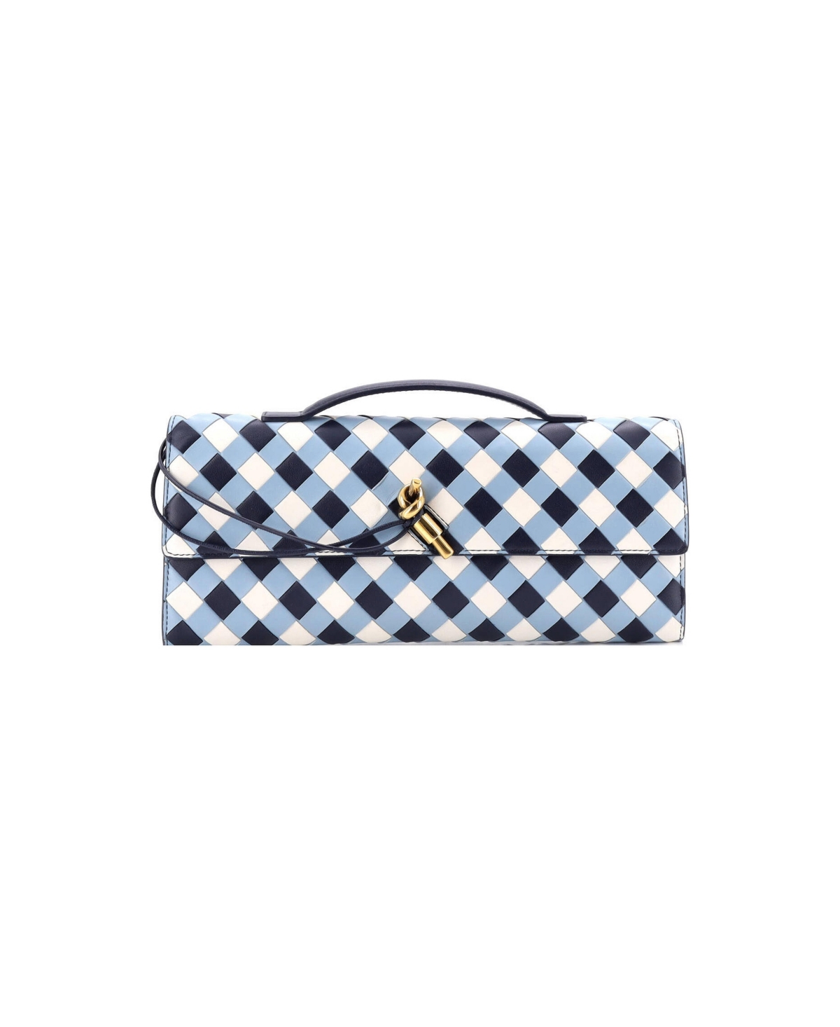 Pre-Owned Bottega Veneta Long Andiamo Top Handle Clutch Intrecciato Nappa - Blue