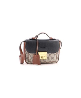 Mini Padlock Front Pocket Flap Shoulder Bag GG Coated Canvas and Leather