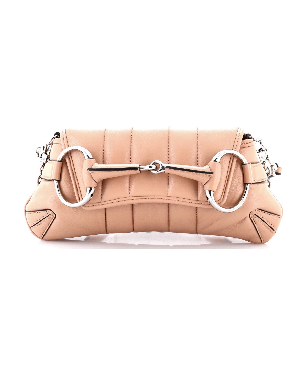 Pre-Owned Gucci Small Horsebit Chain Shoulder Bag Vertical Quilted Leather - Natural