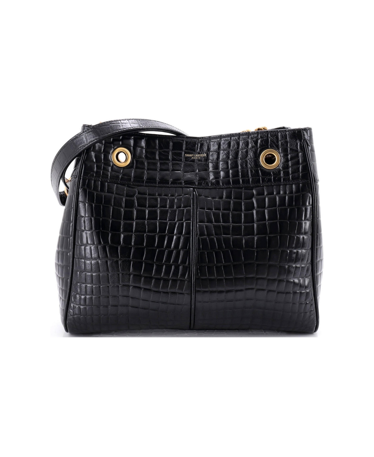 Pre-Owned Saint Laurent Claude Shopping Bag Embossed Leather - Black