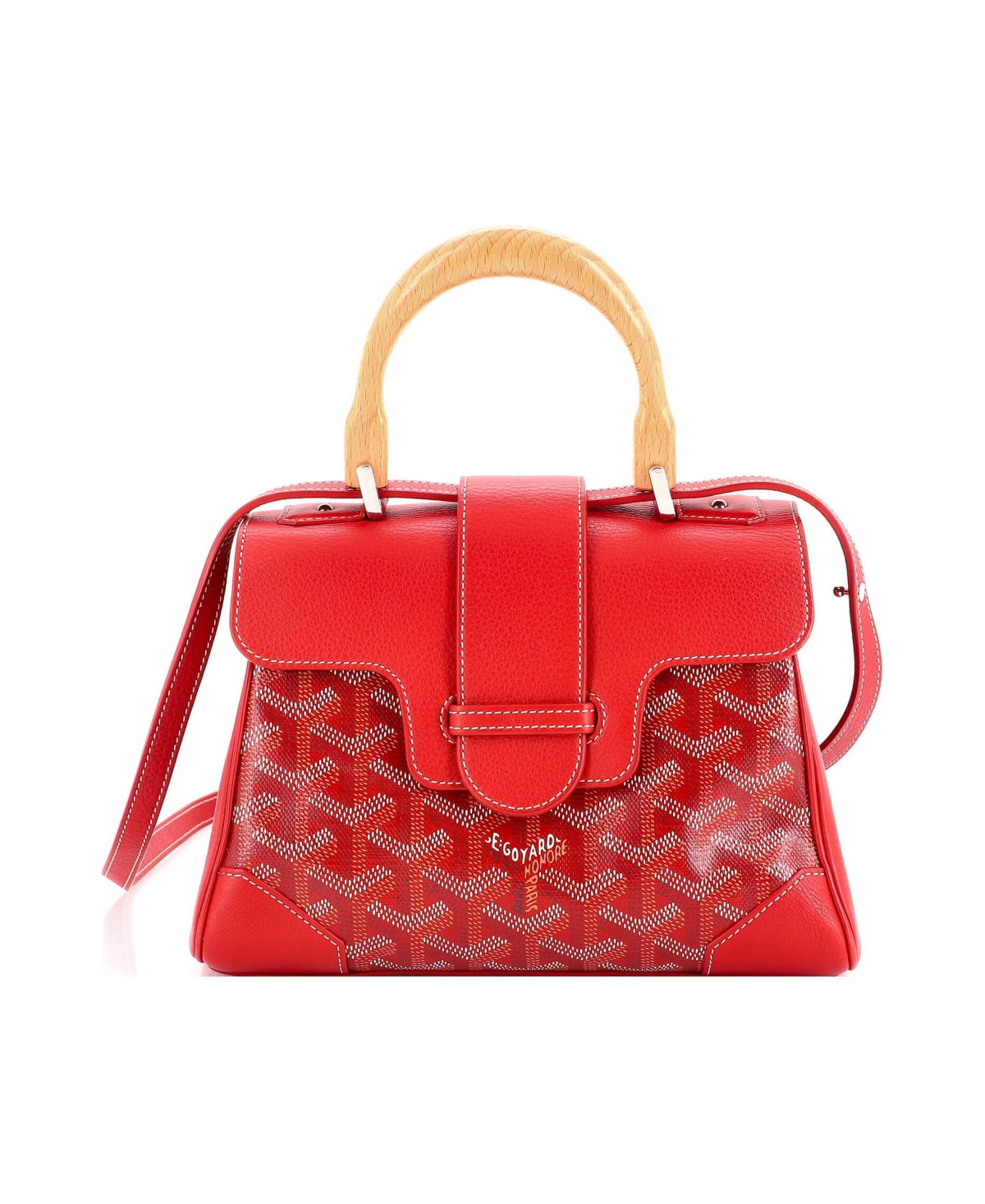 Pre-Owned Goyard Mini Saigon Top Handle Bag Coated Canvas with Leather - Red