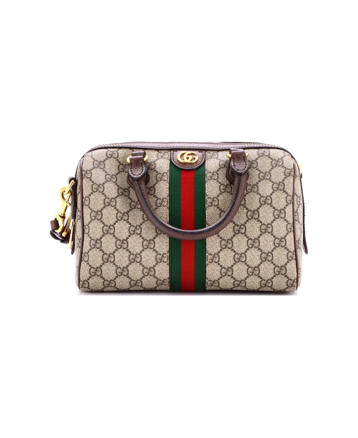 Pre-Owned Gucci Small Ophidia Convertible Boston Bag Gg Coated Canvas - Brown