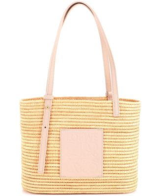 Small Square Basket Tote Woven Raffia