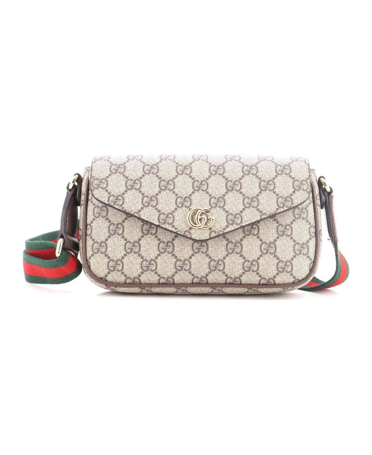 Pre-Owned Gucci Mini Ophidia Envelope Flap Shoulder Bag Gg Coated Canvas - Brown