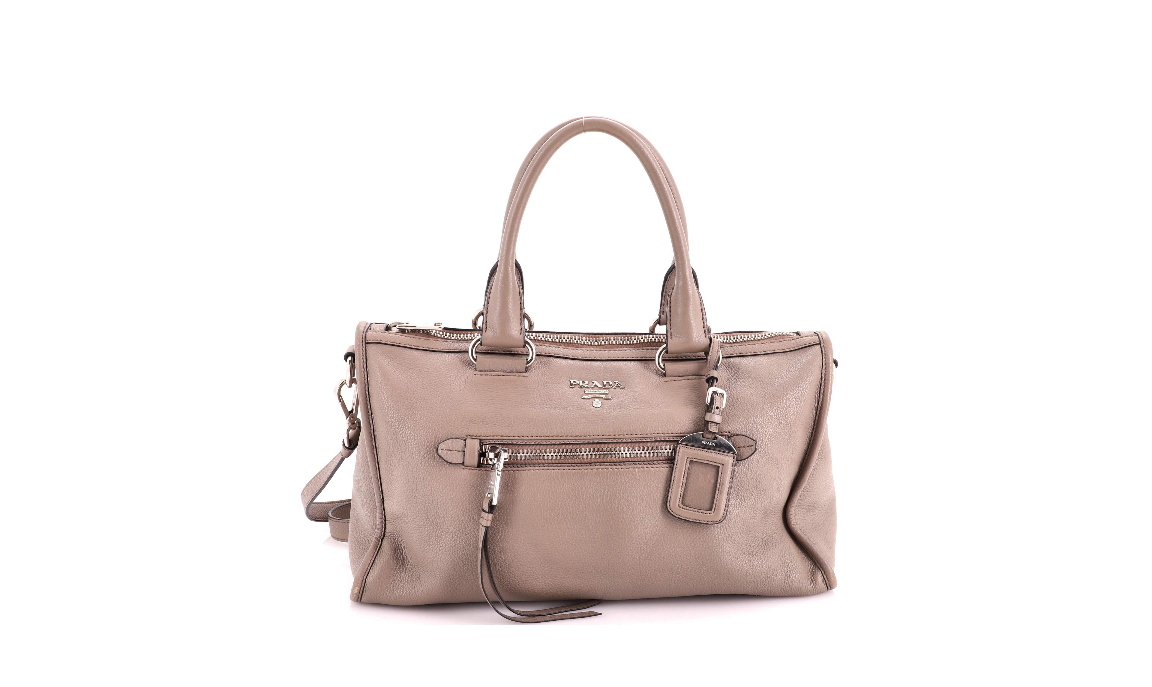 Pre-Owned Prada Medium Front Zip Convertible Satchel Vitello Phenix