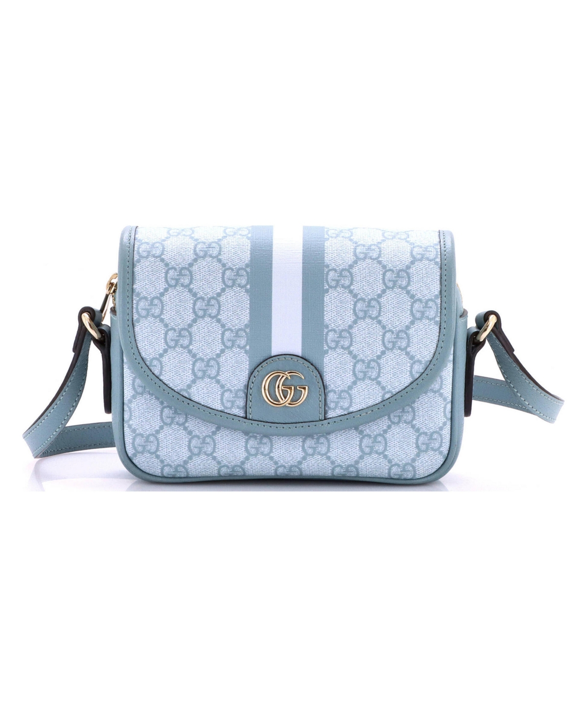 Pre-Owned Gucci Mini Ophidia Flap Shoulder Bag Gg Coated Canvas - Blue