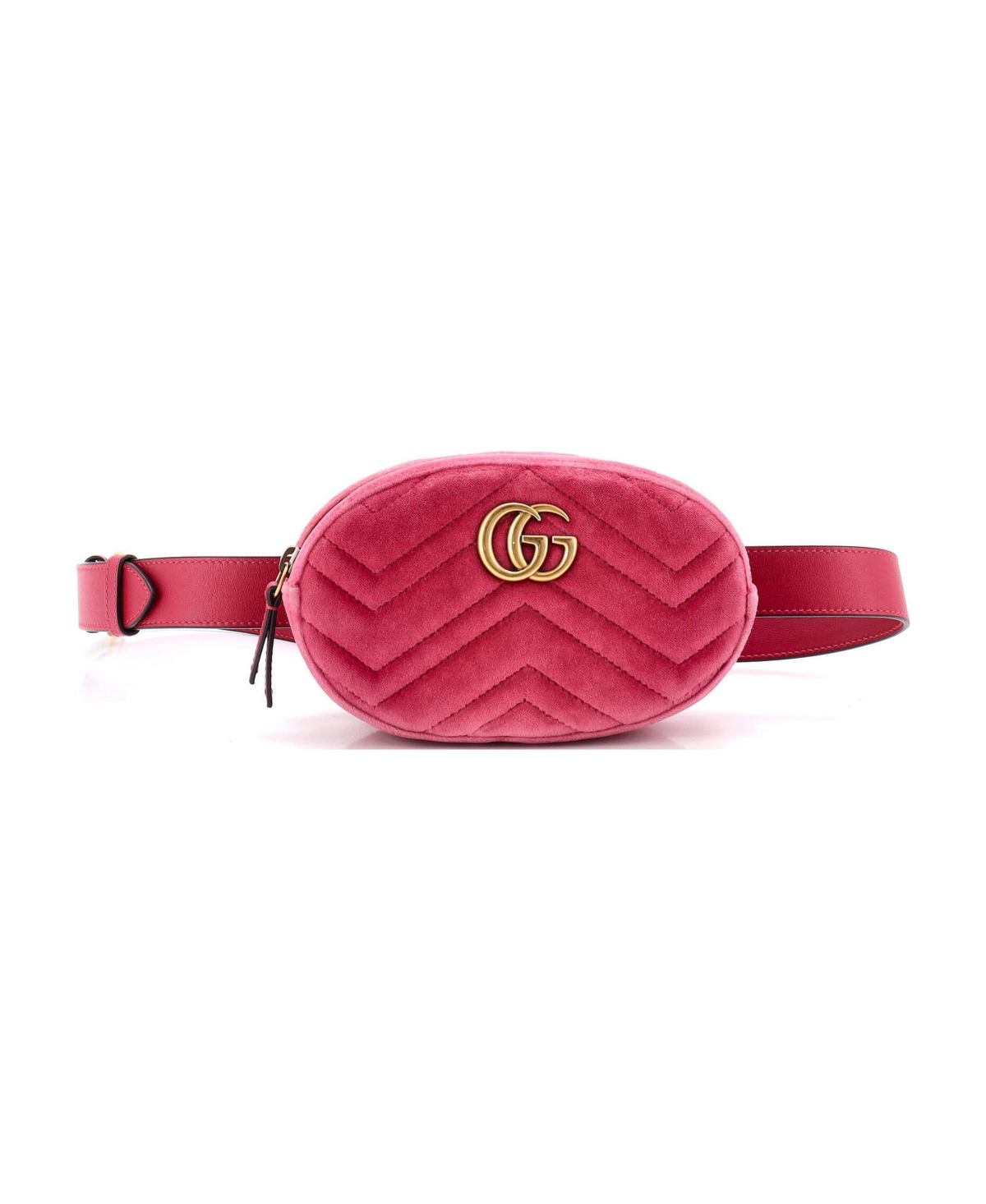 Pre-Owned Gucci Gg Marmont Belt Bag Matelasse Velvet - Pink