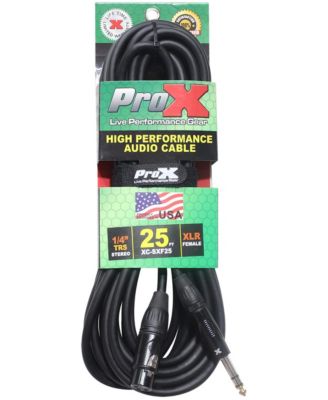 XC-SXF25 Balanced Gold/Silver Plated Audio Cable, 1/4" TRS-M to XLR3-F, 25'