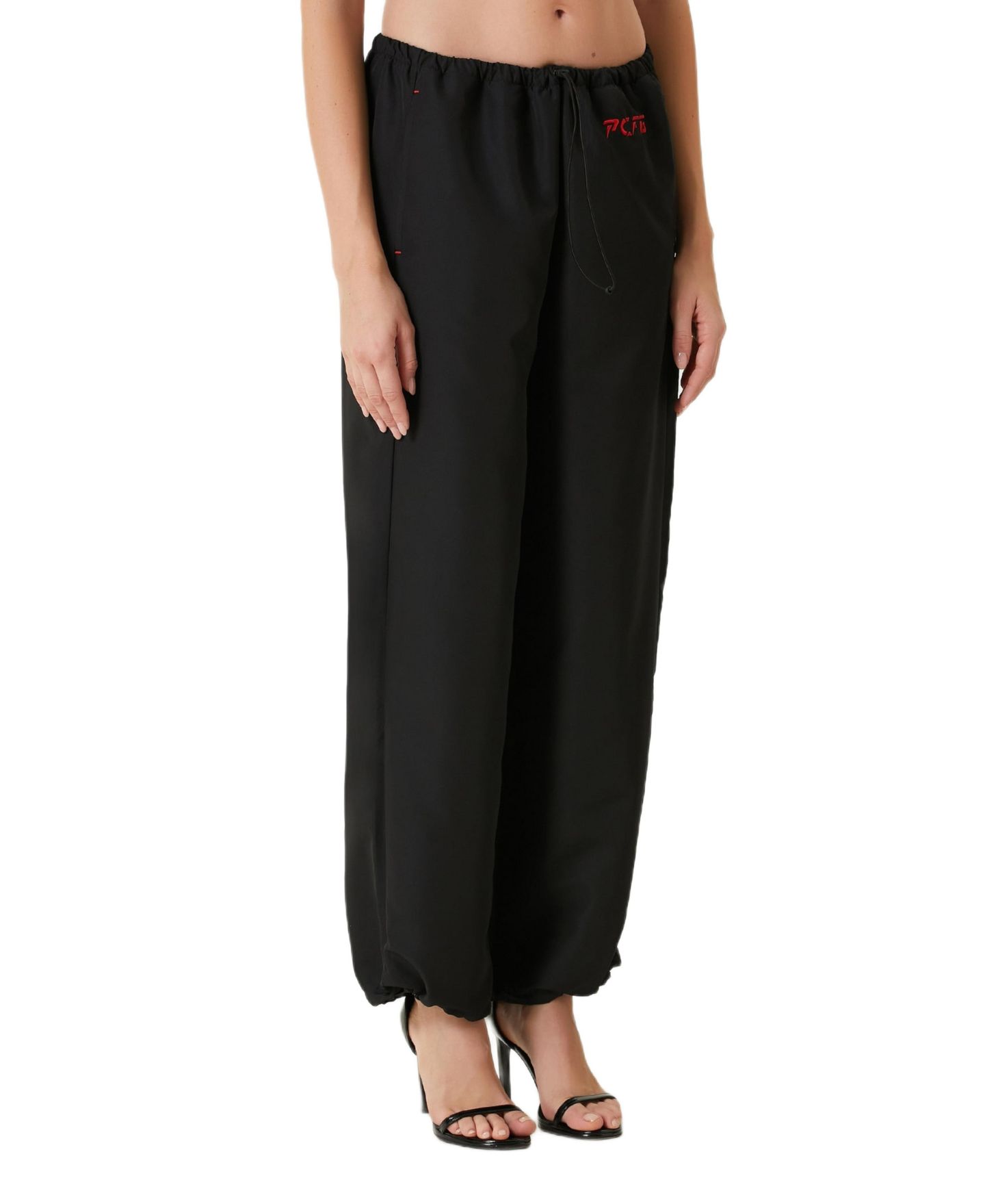 Женские брюки PCFG Free Heaven Mid-Rise Wide-Leg Parachute, цвет: Угольно-чёрный — фото 4