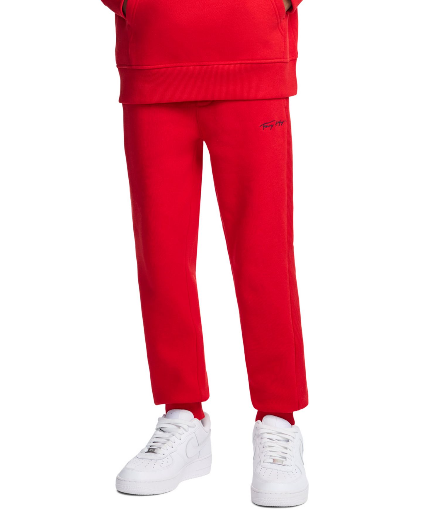 Брюки Tommy Hilfiger Tommy Signature Fleece Joggers для мальчиков, цвет: Красный — фото 1