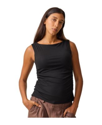 Maternity Ruched Boat Neck Sleeveless Tank Top