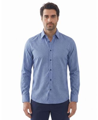 Men's Four-Way Stretch Printed Regular-Fit Button-Down Shirt