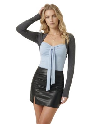 Women's Long-Sleeve Sweetheart Tie-Front Top