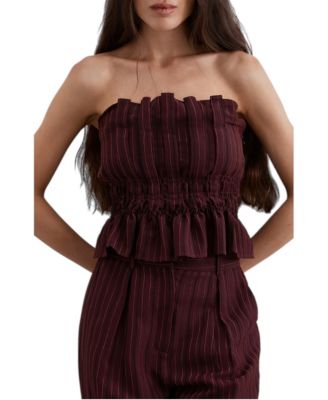 Women's Strapless Ruched Crop Top
