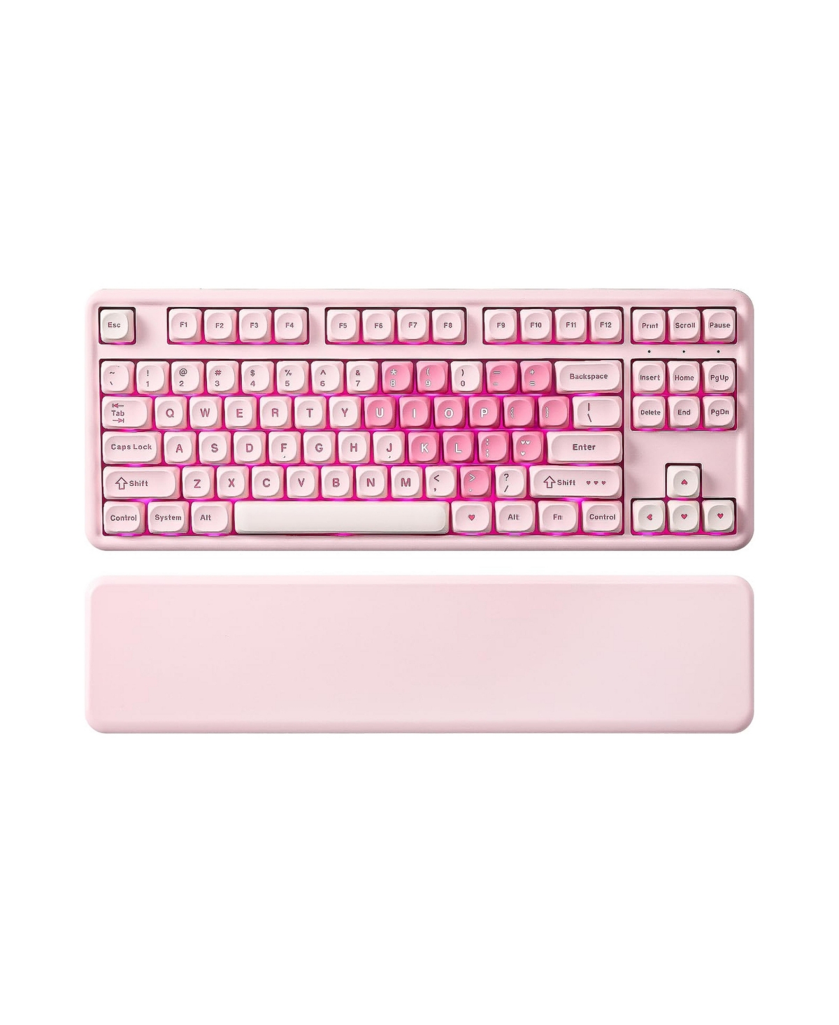 memzuoix B87 Milk V2 Linear Wireless Tenkeyless Mechanical Keyboard, Compatible with 3-pin and 5-pin Switches - Pink