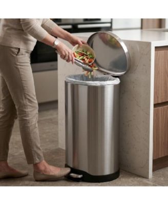 40 Liter Stainless Steel Semi-round Step-on Trash Can for Kitchen