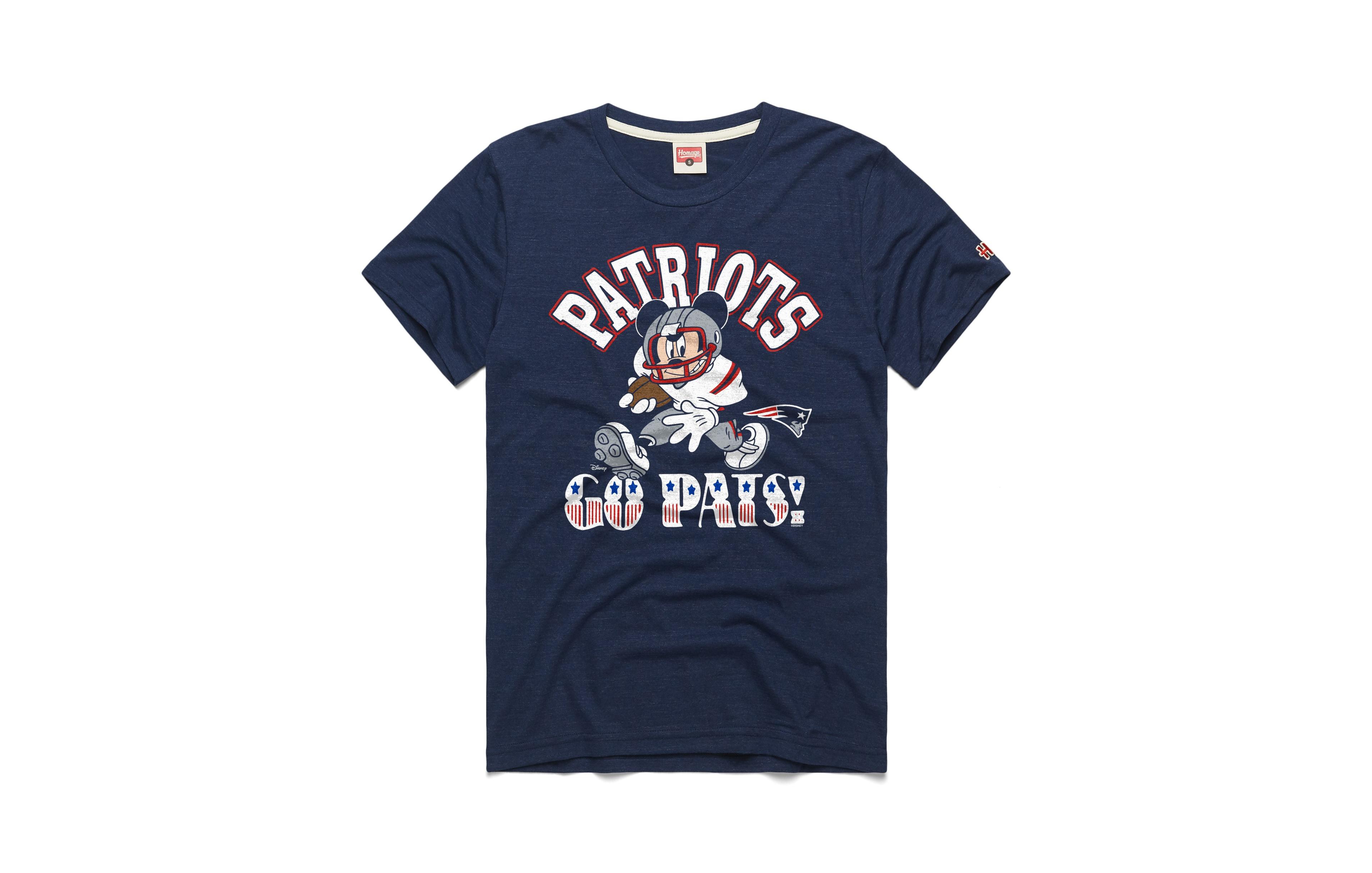 Homage Men's and Women's Navy New England Patriots Mickey T-shirt