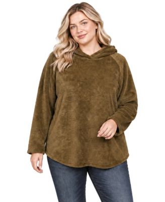 Plus Size Cozy Rib Long Sleeve Hoodie Top