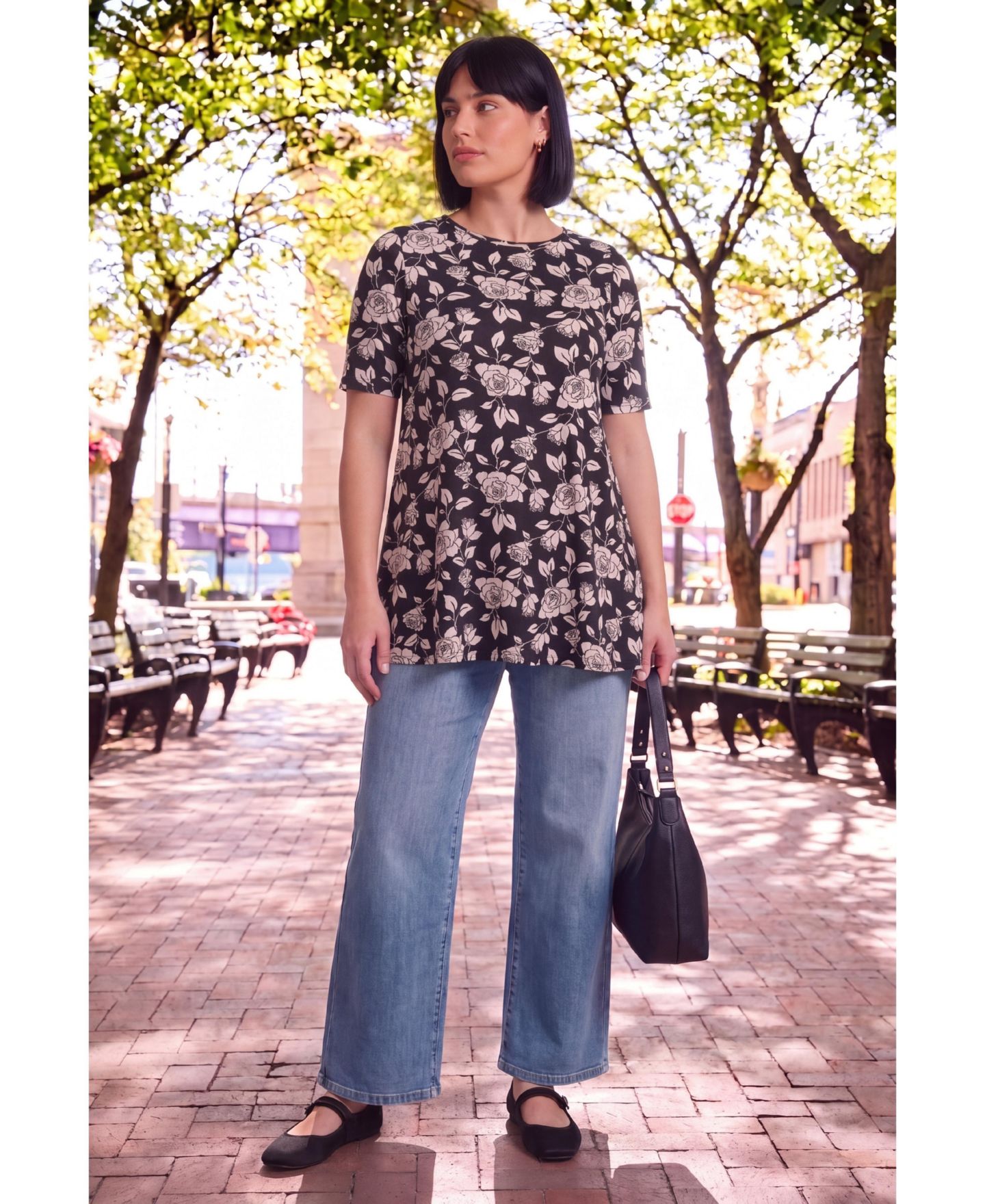 Женский топ Avenue Boatneck Swing Tunic, цвет: Чёрный — фото 2