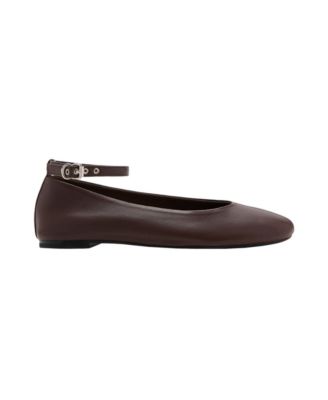 Women's Leather Ankle-Strap Ballerina Flats