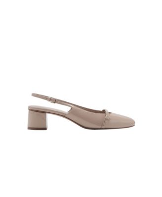 Block Heel Slingback Faux Leather Pumps
