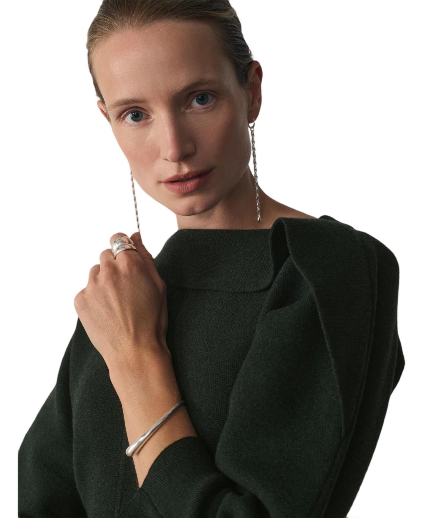 Женское платье The Fold Riesi Boat Neck 3/4-Sleeve Midi, цвет: Зелёный — фото 3