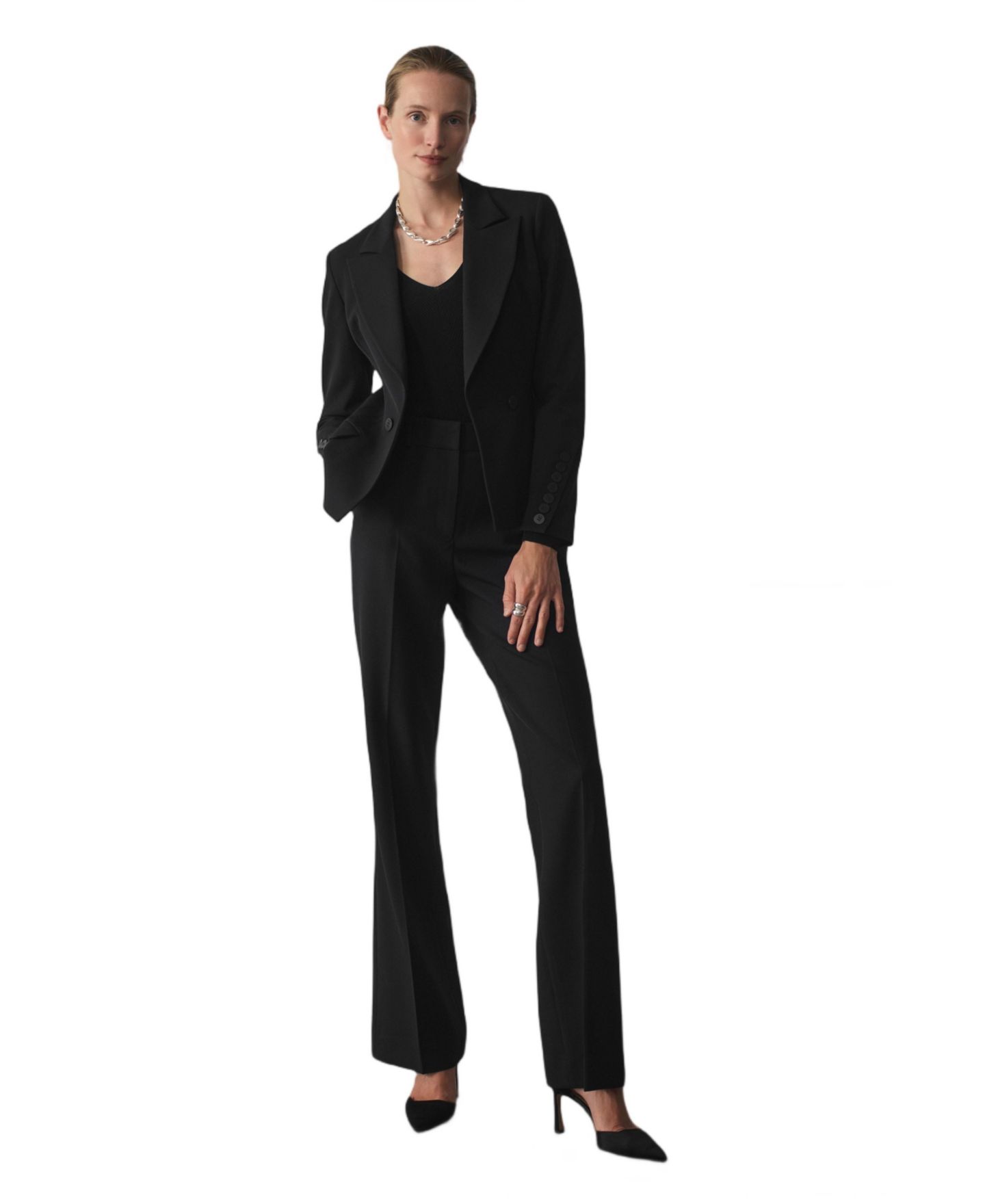 Женские брюки The Fold Alzira High-Waisted, Wide-Leg, Tailored, цвет: Чёрный — фото 5