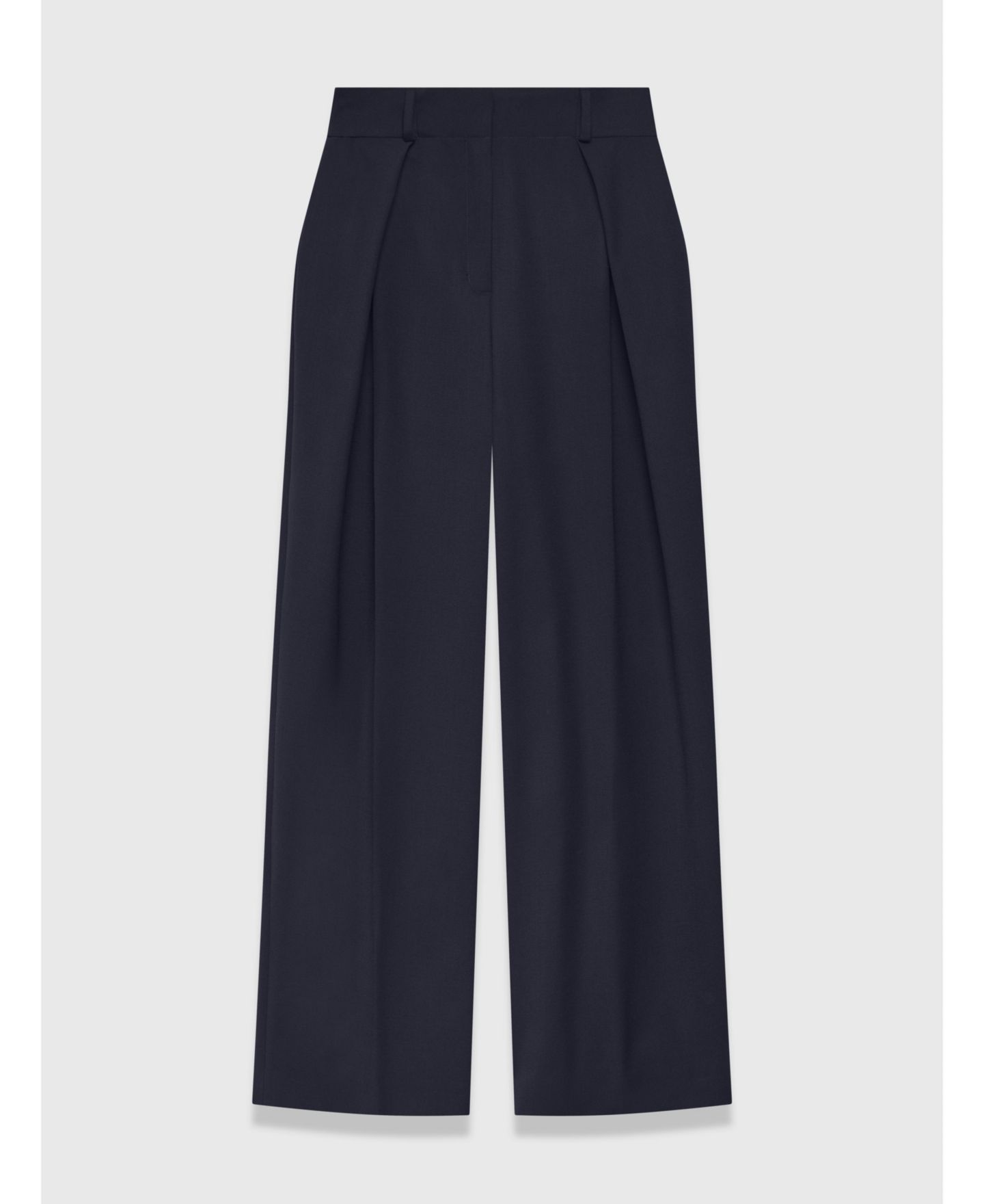 Женские брюки The Fold Cortona Pleated High-Waisted Wide-Leg Wool-Blend, цвет: Тёмно-синий — фото 8
