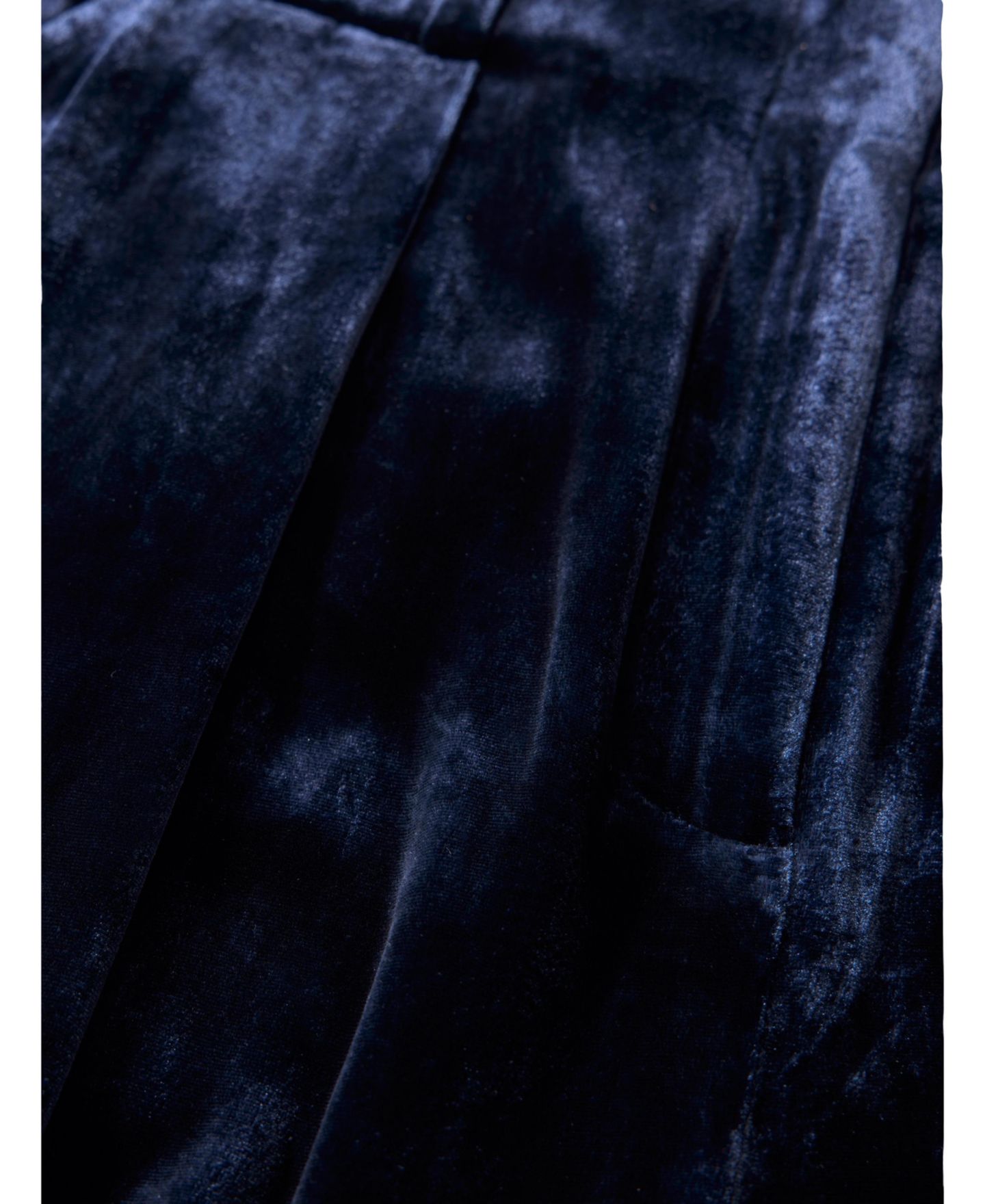 Женские брюки The Fold Lyon Velvet Wide-Leg High-Waisted, цвет: Тёмно-синий — фото 7
