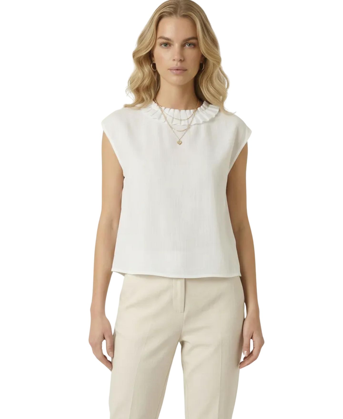 Женская блузка Modenaire Pleated Sleeveless Draped — фото 10