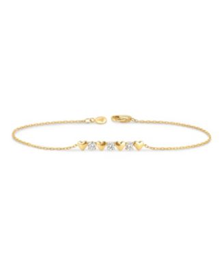 Cubic Zirconia Heart Cable Chain Bracelet in 14k Gold