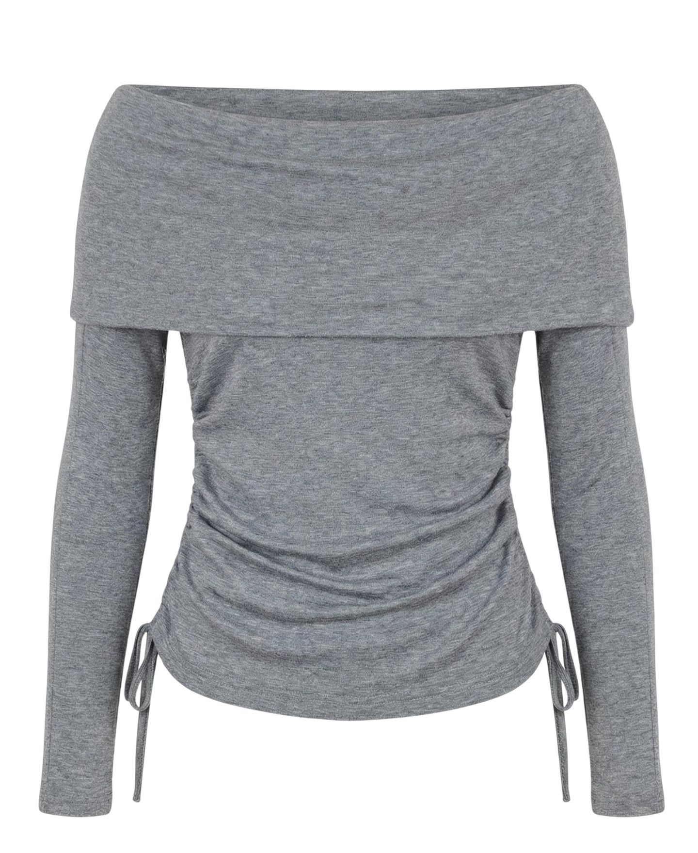 Женский топ Modenaire Off-Shoulder Long-Sleeve Ruched, цвет: Меланжевый серый — фото 4