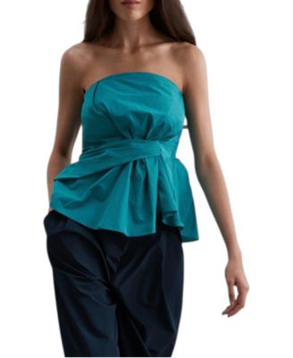 Women's Strapless Draped Taffeta Top
