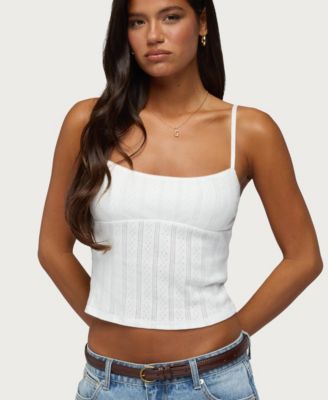 Women's Aivy Pointelle Cropped Fitted Tank Top