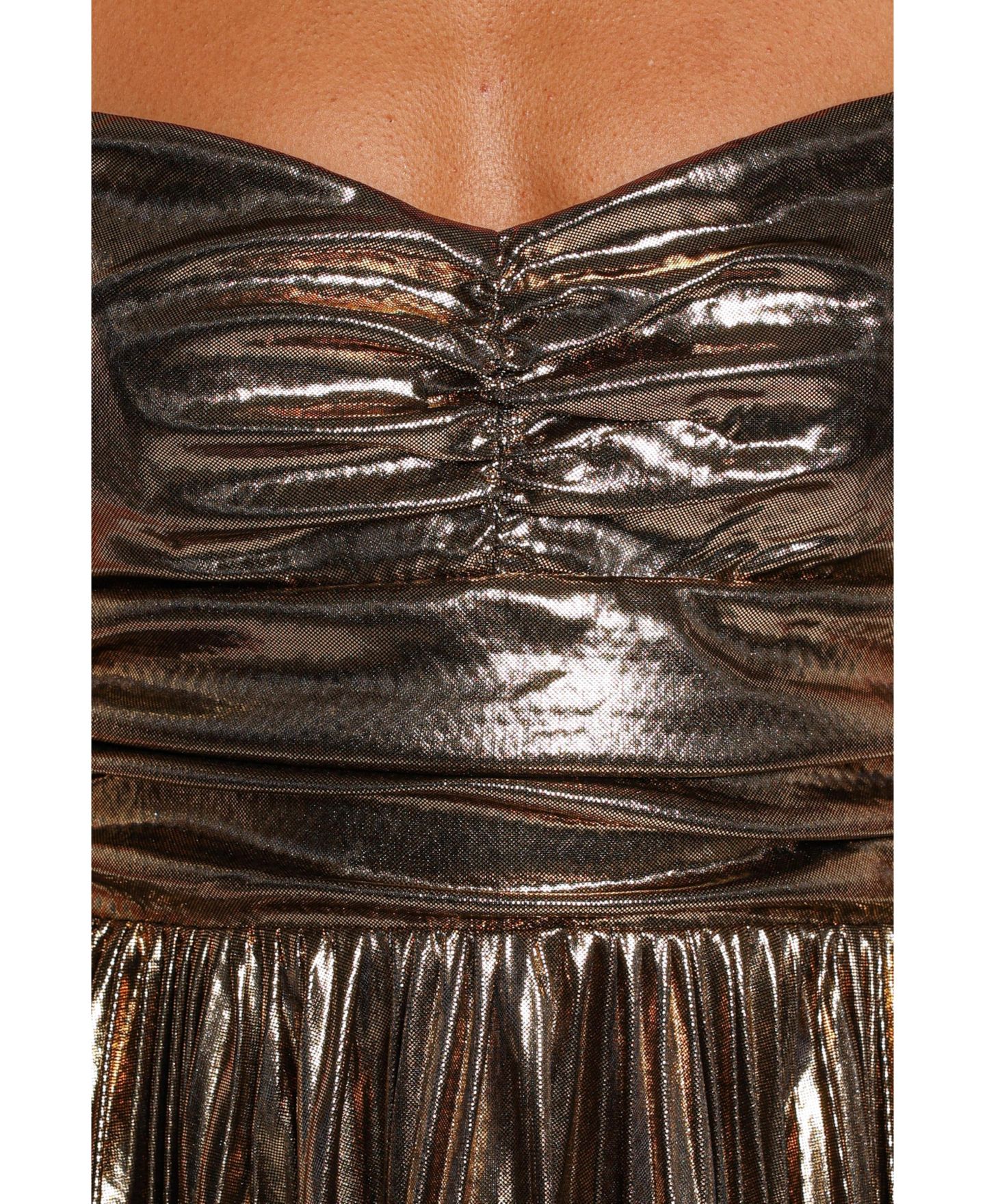 Женское платье Petal and Pup Reina Metallic Sweetheart Fit & Flare Mini, цвет: Золотой — фото 2