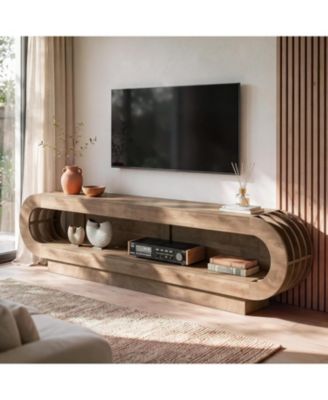TV Stand, Farmhouse Entertainment Center with Open Storage, Media Console