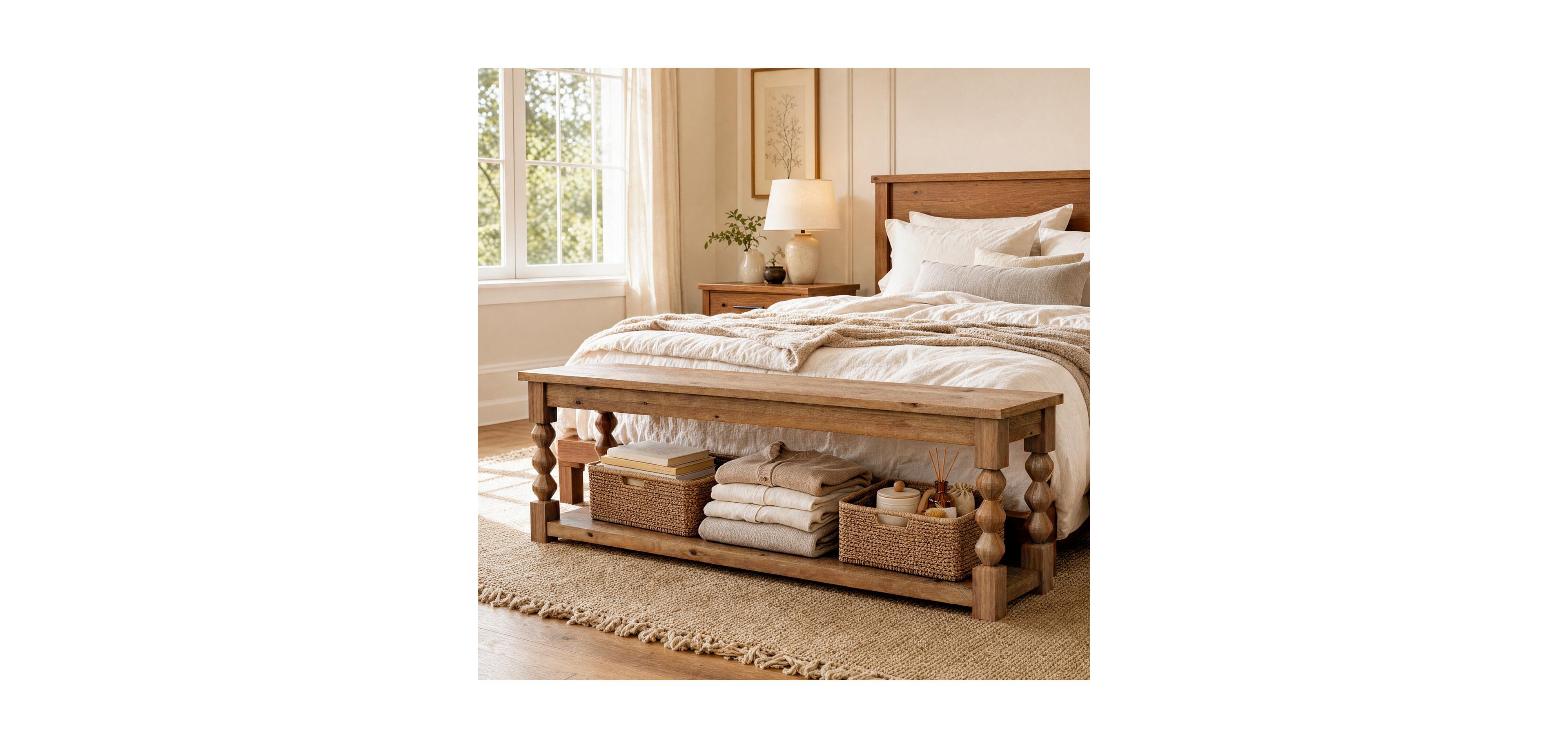Tribesigns Solid Wood Bench with Sturdy Frame, Farmhouse Seating