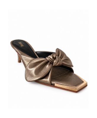 Brida Kitten-Heel Square-Toe Goat Leather Mules
