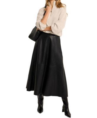 Women's Leather Full Midi Skirt
