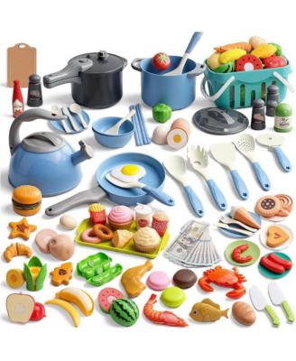 Kids Kitchen Peel and Cut Food 130-Piece Playset, Ages 3+