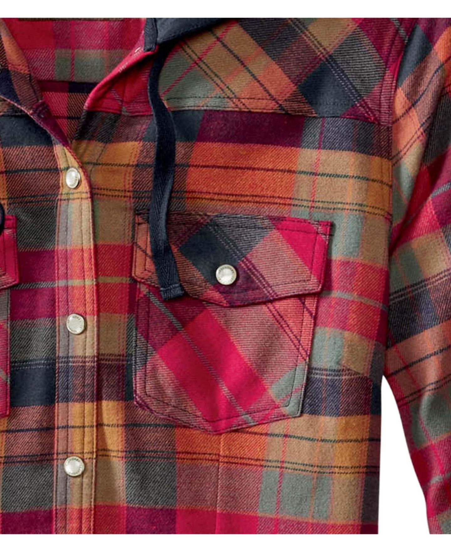 Женская рубашка Legendary Whitetails Lumber Jane Plaid Hooded Long-Sleeve Button-Up, цвет: Клетчатый, вариант 1 — фото 8
