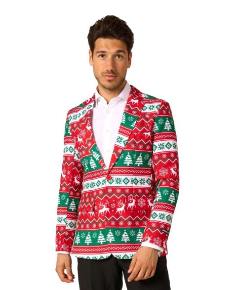 Мужской пиджак Suitmeister Fair Isle Holiday Modern Tailored Fit, цвет: Красный