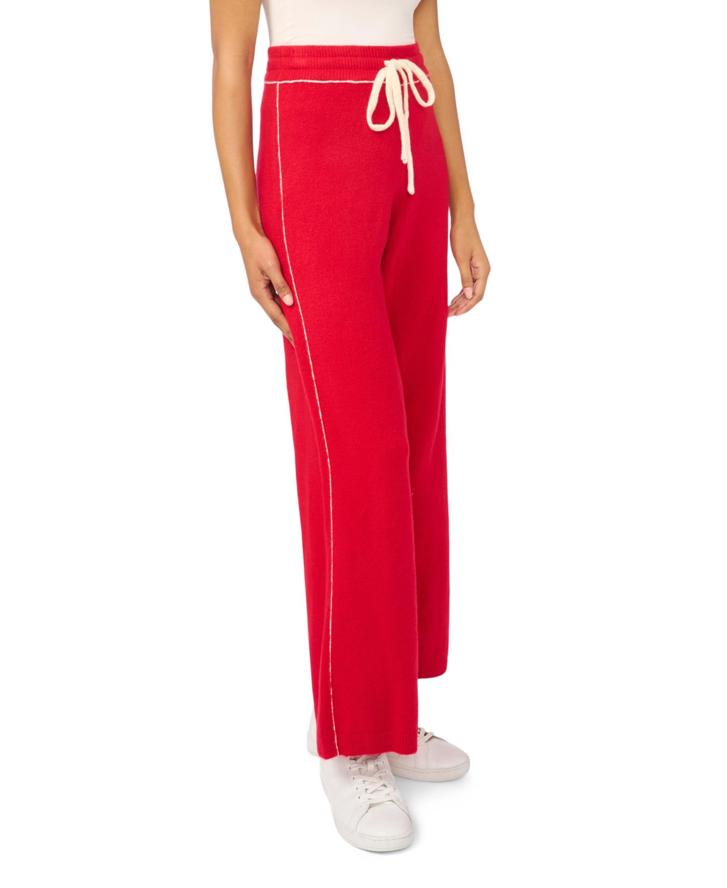 Женские брюки Vince Camuto Wide-Leg High-Rise Drawstring Sweatpants, цвет: Красный — фото 3