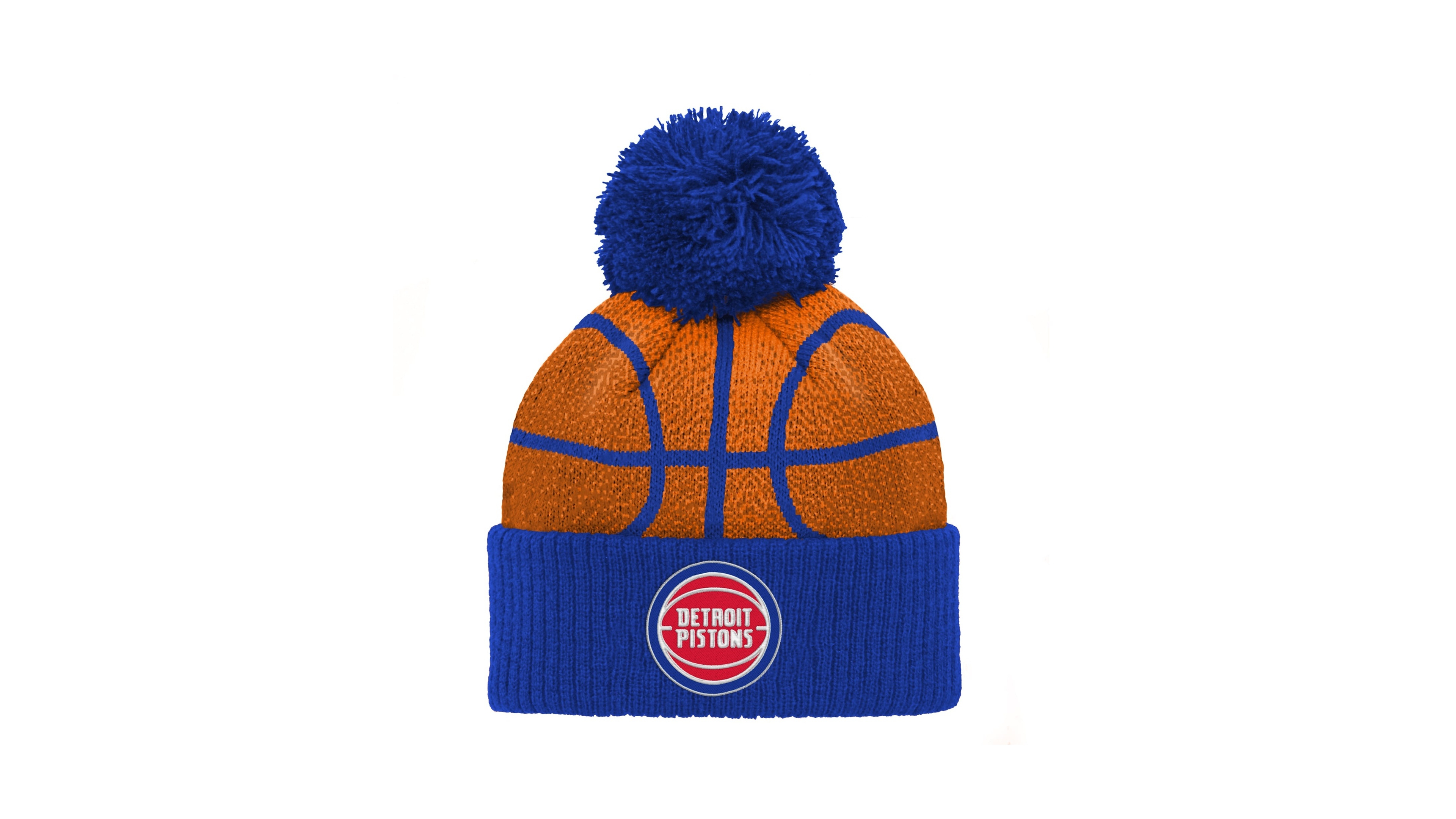 Outerstuff Baby Boys' and Girls' Blue Detroit Pistons Basketball Head Cuffed Knit with pom Hat