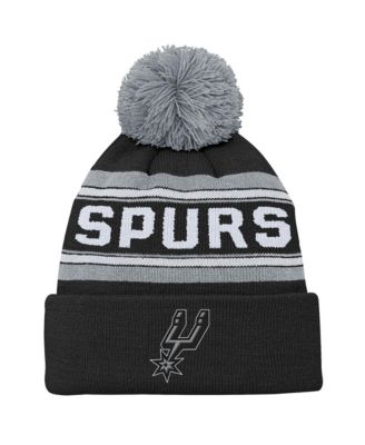 Big Boys' and Girls' Black San Antonio Spurs Backboard Jacquard Cuffed Knit with Pom Hat