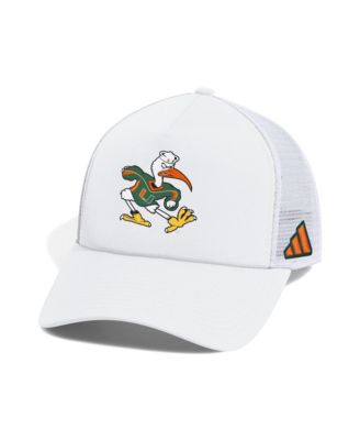 Men's White Miami Hurricanes Foam Front Strategy Adjustable Trucker Hat