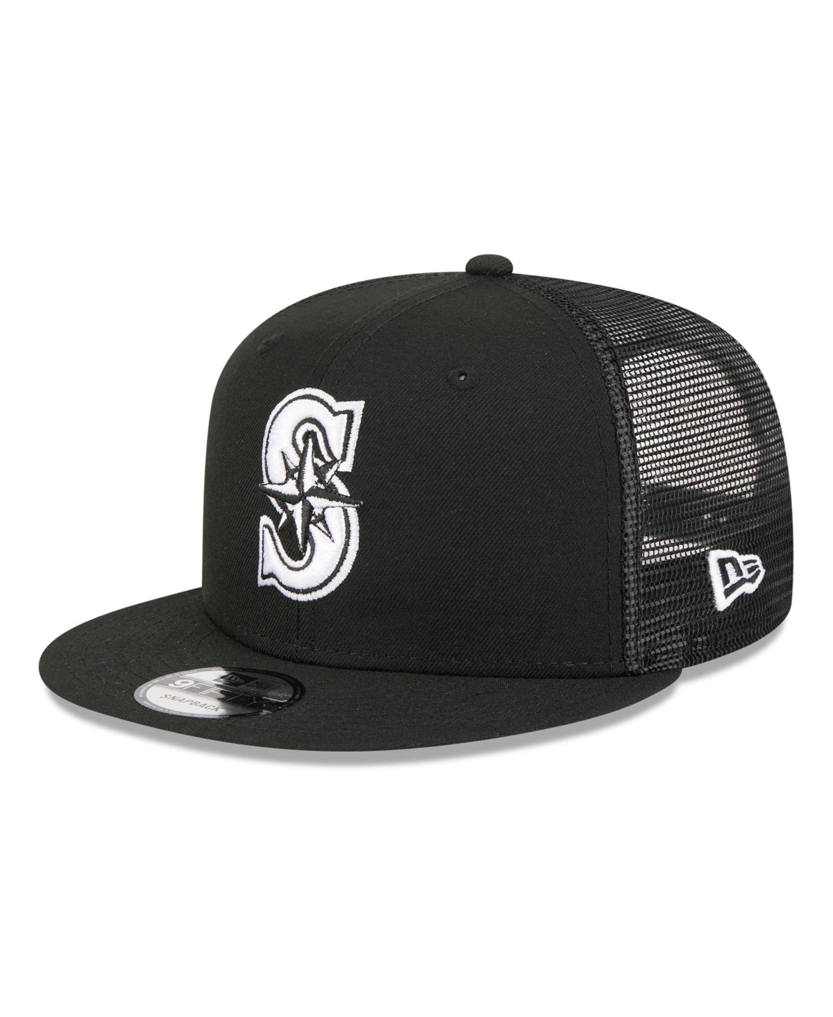 New Era Men's Black Seattle Mariners 9FIFTY Adjustable Trucker Hat - Black